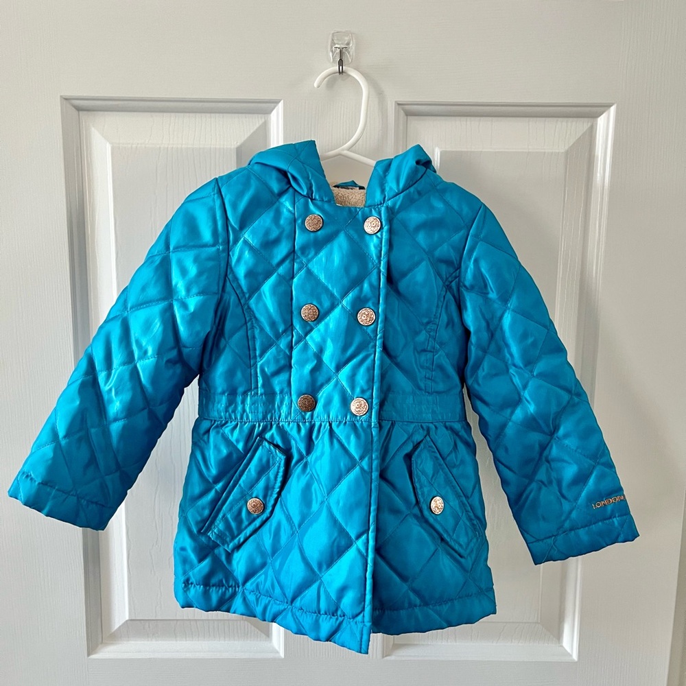 London Fog Blue Quilted Jacket with Gold Accents 2T